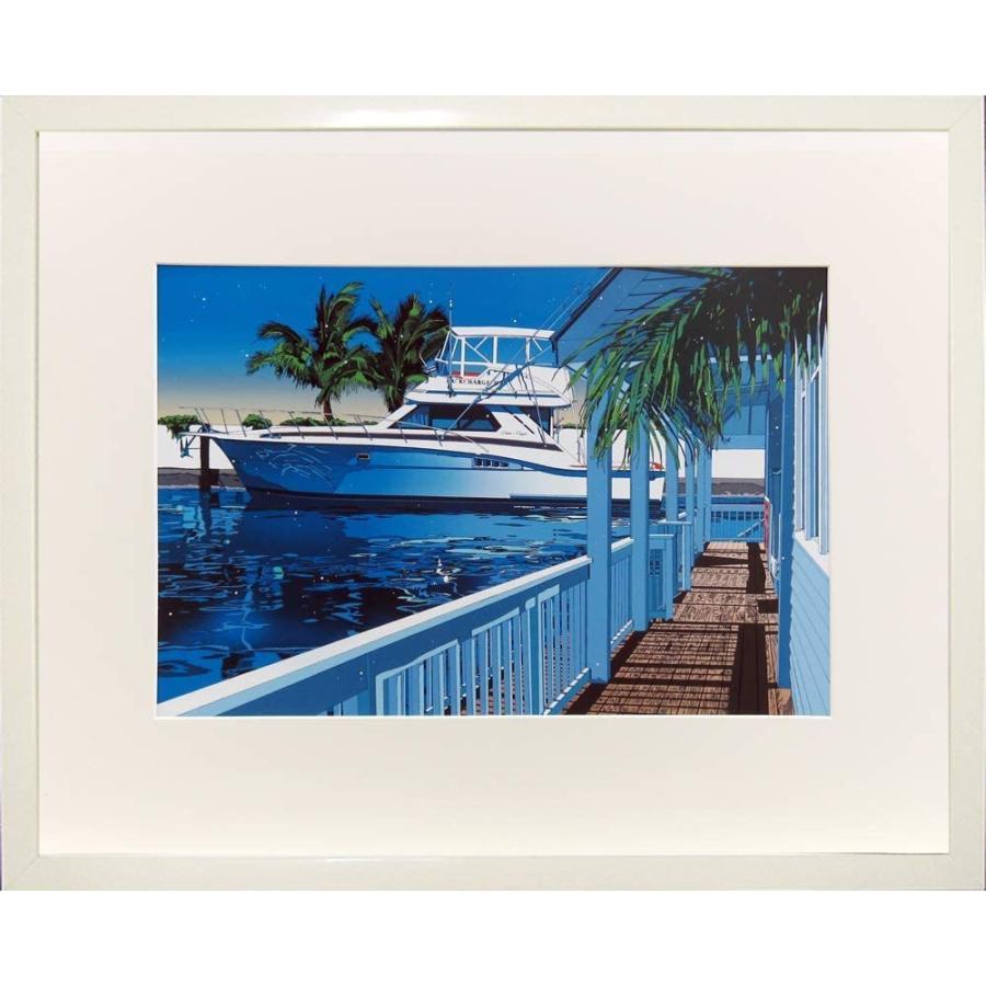 新品 鈴木英人 One White Summer 現代アート 額装付き 壁掛け 絵画 インテリア 絵 53x43cm オフセット 夏 海 海岸 ビーチ