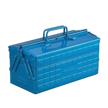 TRUSCO 短提把專業兩段式工具箱 鋼製 鐵藍色 350x160x215mm  350 x 160 x 215mm  藍色  1個