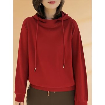 德絨連帽衛衣女2025秋冬新款休閑百搭加厚磨絨保暖長袖打底衫上衣