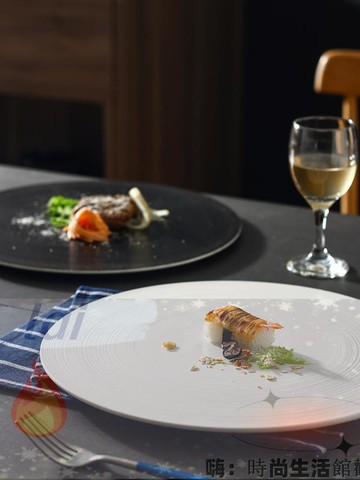 免運 可開發票 餐具 餐盤 陶瓷餐具平板盤西餐餐盤牛排餐盤12寸大盤子圓形菜盤大平盤披薩盤