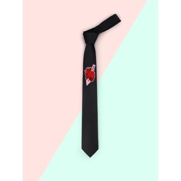 NU原創時尚英倫范 聚會派對ins風正裝休閑領帶印花黑領帶惡魔心臟