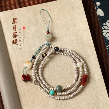 手機掛繩掛脖手腕斜跨結實男女網紅長短款星月菩提手鏈掛飾吊墜