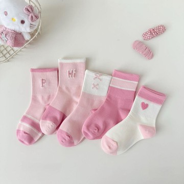 Mini baby🌷兒童秋季襪子可愛春秋秋冬款季粉色中筒寶寶女童女孩卡通大童