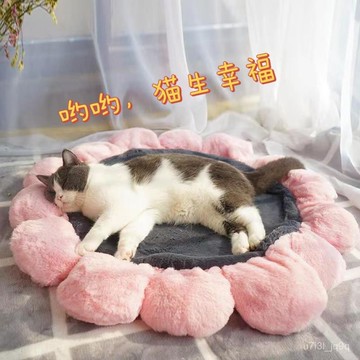貓咪墊子防寒狗狗貓咪睡墊狗床貓窩臥室四季通用INS兔絨花朵地墊
