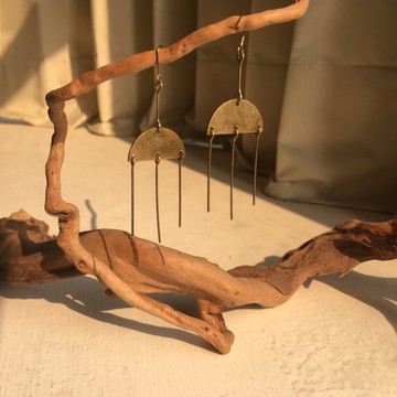 黃銅吊牌耳墜 /垂墜耳環