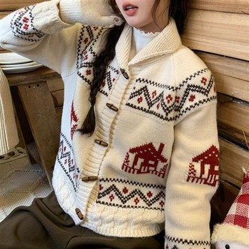 【巴黎精品】現貨+預購 法式針織外套寬鬆上衣針織衫毛衣大碼百搭休閒女裝-復古牛角民族女外套3色a1lg31