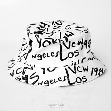 帽子 美式休閒滿版字母漁夫帽【NH275】柒彩年代