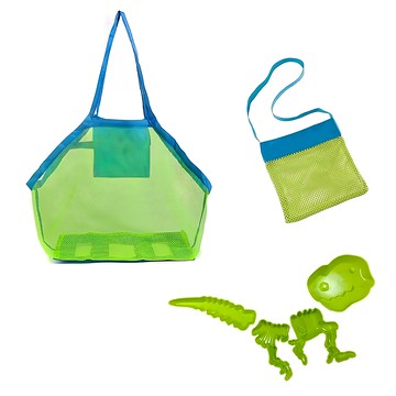 vanibaby 大*1+小*1 Set 附贈恐龍模具4件組  沙灘玩具收納網袋 綠色  1組