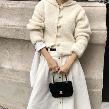 【巴黎精品】現貨+預購 針織外套長袖毛衣-圈圈紗連帽軟糯寬鬆女外套2色a1hj9