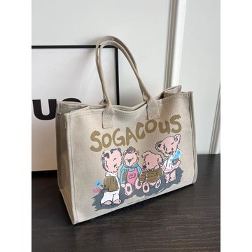 大容量包包女新款2025時尚卡通帆布包網紅爆款單肩托特包媽咪包潮