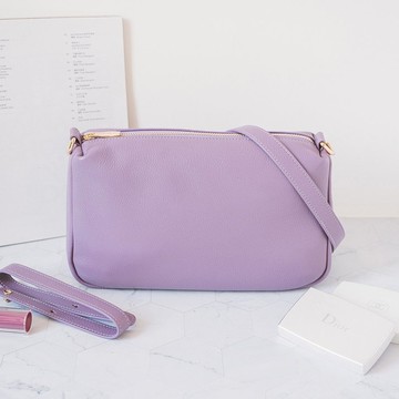 真皮方形簡約單肩包 22346 紫M