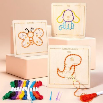 小動物穿線衣服刺繡diy幼兒園小中大班操作區角游戲活動材料益智