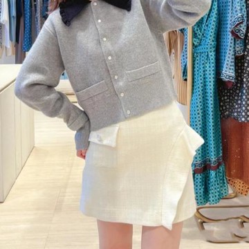 清倉價法式優雅2023早秋新款女裝氣質荷葉邊直筒粗花呢半裙 