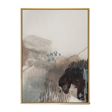 抽象畫 詩意 棕木色畫框  59.4 x 42cm  金色