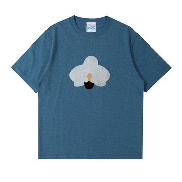 GOC Studio 手工絲網印花拼絨布 銀色蘭花