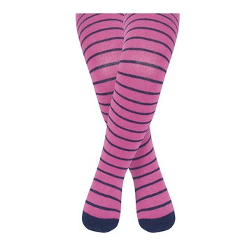 英國 JoJo Maman BeBe - 花漾嬰幼兒小童內搭褲襪/保暖襪-桃紅海軍藍條紋