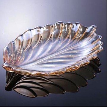 現代簡約葉子客廳果盤風水樹葉家用歐式羽毛輕奢ins水晶玻璃客廳