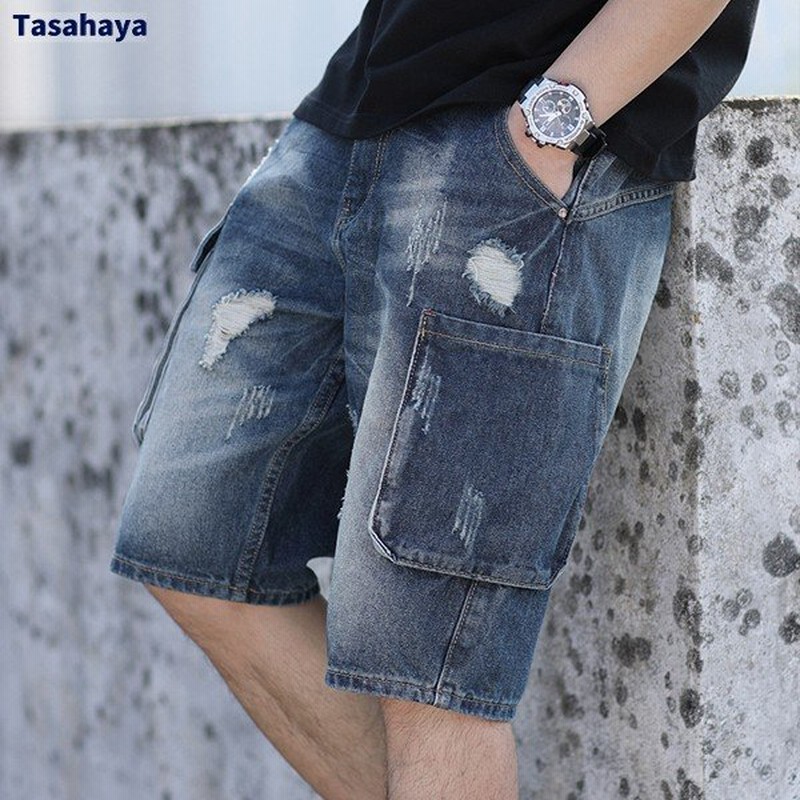 デニムパンツ メンズ ハーフパンツ デニムショーツ ジーンズ Gパン 半ズボン クラッシュ 短パン ビッグポケット 夏 ブルー 通販 Lineポイント最大0 5 Get Lineショッピング