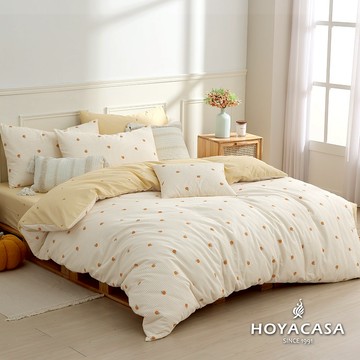 HOYACASA 精梳棉兩用被床包組(天絲入棉30%)｜淘氣甜橙｜(單人/雙人/加大)