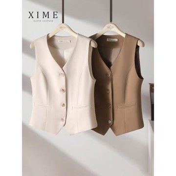 【復古配色】秋季西裝馬甲女春秋無袖坎肩馬夾背心疊穿坎肩外套