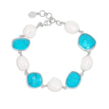 Turquoise & Pearl Pebble Bracelet