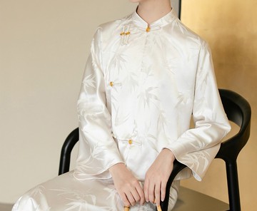 新中式 秋冬茶服提花改良唐裝 上衣/半裙