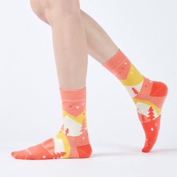雪松微光 中筒襪 - 粉橘(F)
