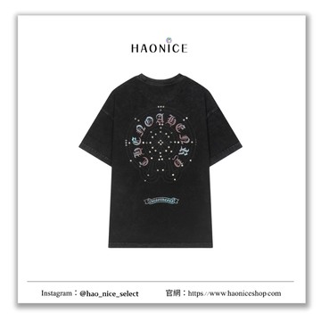 【HAO NICE】細節滿滿美式精品Chrome Hearts 經典圖騰logo雷射鉚釘 水洗做舊短袖 短T