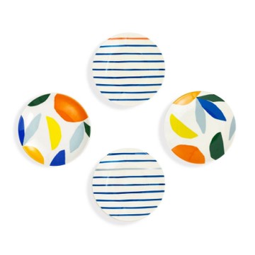 KATE SPADE 水果條紋四入餐盤組 Citrus Twist