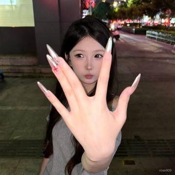 💥加一爆款💥現貨 隔日達【定格】克羅心穿戴甲 甜酷辣妹美甲 純手工穿戴甲 純欲穿戴甲 顯白美甲 細狗長尖穿戴甲 長款