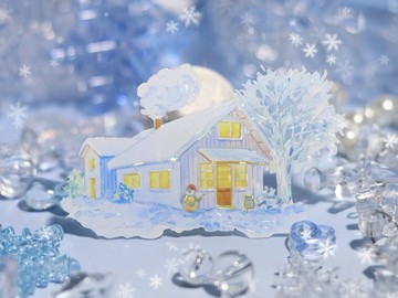 極地冰封 極光の見える氷の國 雪の小屋  ペンギン PET 貝殼光