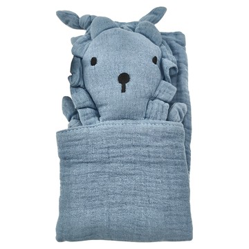 Kori Deer 可莉鹿 純色質感小動物純棉紗布安撫巾 獅子 棉100%  28 x 28cm  墨藍色  1條
