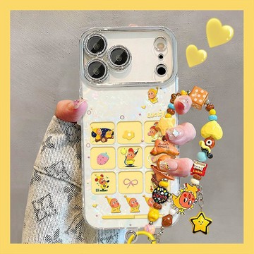 可愛卡通手鍊適用蘋果17promax手機殼iphone15貝殼紋16全包14防摔