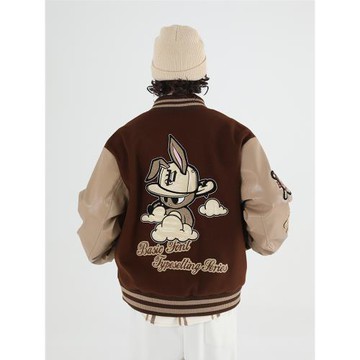 PCMY“WR”兔子先生繡花棒球服潮牌美式復古夾克學院休閑寬松外套