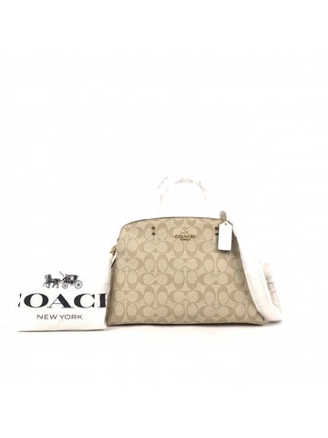 coach 杏色 Lillie Carryall 老花帆布塗層手提包 肩背包