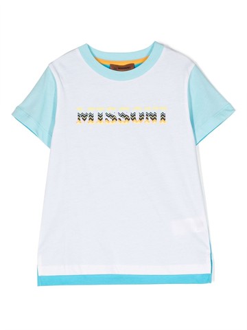 Missoni Kids - colour-block cotton T-shirt - kids - Cotton - 14 yrs - Blue