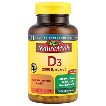 Nature Made, 維生素 D3，50 微克（2000 國際單位），400 片
