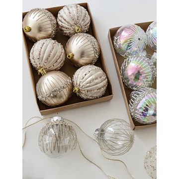 圣誕球彩繪球幻彩球8cm透明球圣誕樹裝飾球圣誕裝飾