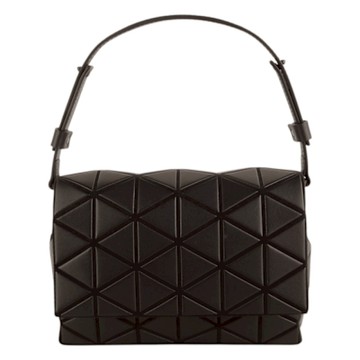 ISSEY MIYAKE BAOBAO 皮質幾何方格可替換雙背帶手提/斜背兩用包(霧面黑)小款