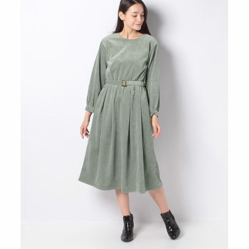 エヘカソポ Ehka Sopo コーデュロイベルト付きワンピース 通販 Lineポイント最大0 5 Get Lineショッピング