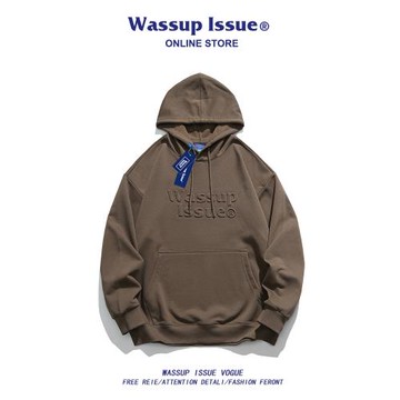 WASSUP ISSUE秋季連帽寬松百搭衛衣男情侶潮牌上衣2023新款外套