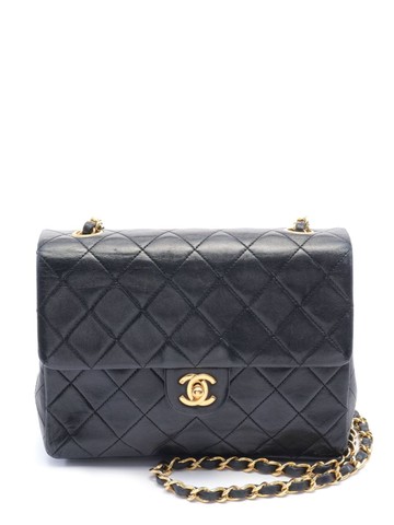 CHANEL Pre-Owned - 1989-1991 diamond-quilted flap shoulder bag - women - Lambskin - One Size - Black