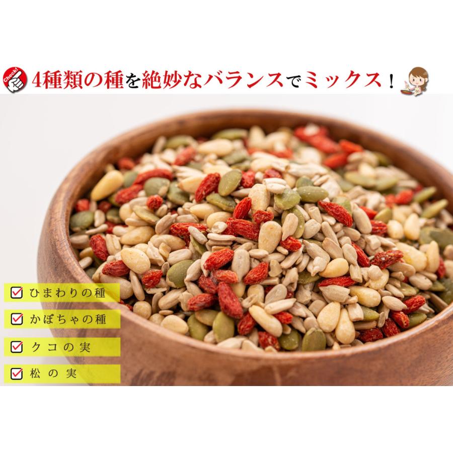 元気のタネ 4種 ミックスナッツ おつまみ 1kg（500g×2個） うす塩味（ ひまわりの種 かぼちゃの種 クコの実 松の実 ） ナッツミックス 塩味 無添加 砂糖不使用