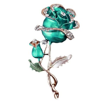 【RJ New York】永恆之愛綠玫瑰胸針 別針(綠色)