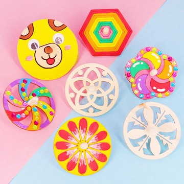 繪畫原木陀螺 塗鴉彩繪 木質陀螺 DIY 有趣小物 旋轉陀螺 美術美勞【BlueCat】【JC3774】