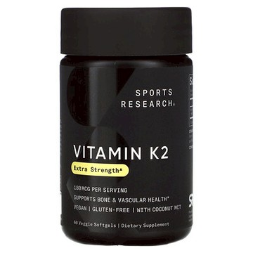Sports Research, 維生素 K2，特強型，180 微克，60 粒素食軟凝膠