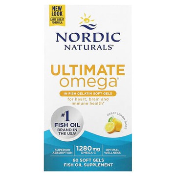 Nordic Naturals, Ultimate Omega，檸檬味，1280 毫克，60 粒魚明膠軟膠囊（每粒軟膠囊 640 毫克）