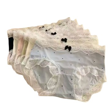 法式波點内裤女 冰絲少女內褲 性感蕾絲内裤 抑菌襠内裤 無痕甜美内裤 學生女士三角褲 中腰内裤女 内裤女