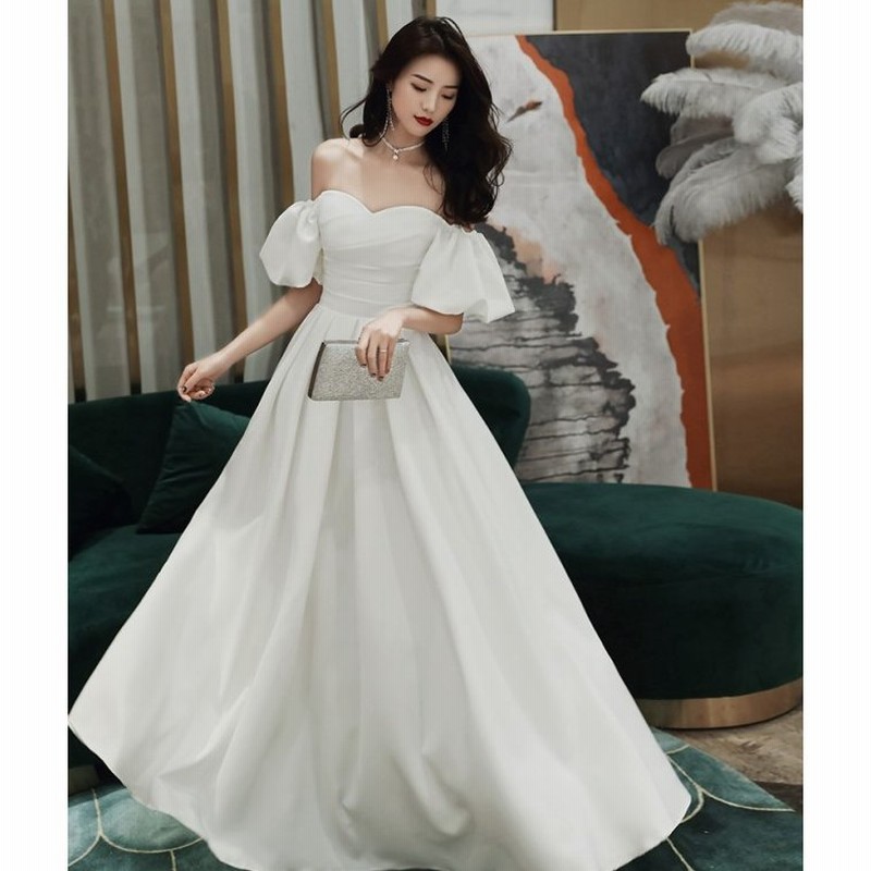 一部即納 ウエディングドレス パフスリーブ スレンダー カラードレス 黒 赤 結婚式 花嫁 ウェディングドレス 二次会 大きいサイズ ロングドレス 白 オフショル 通販 Lineポイント最大0 5 Get Lineショッピング