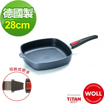 【德國WOLL】Titan Best鈦鑽石系列28CM 方型不沾平底鍋